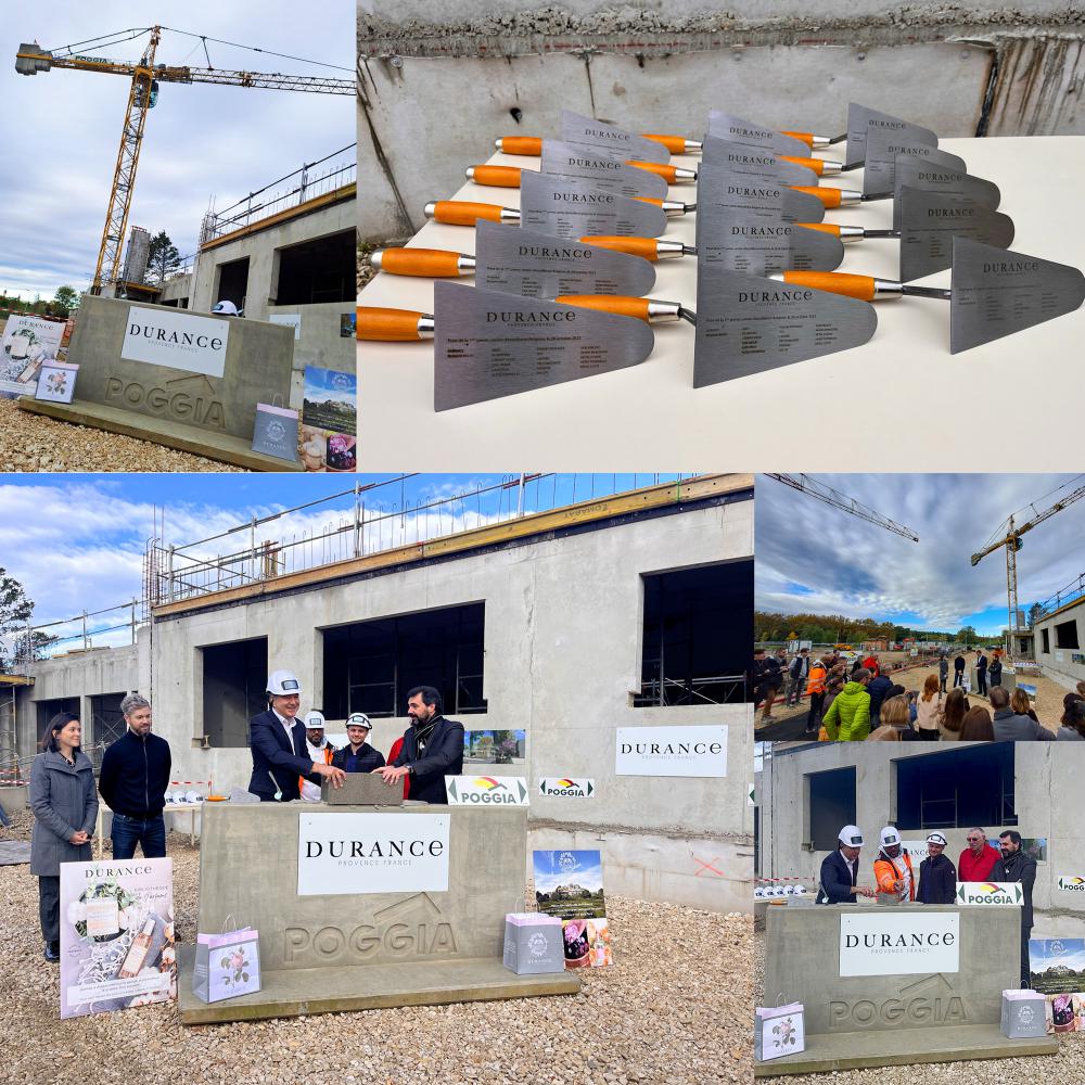 Pose de la 1ère pierre sur le chantier de construction des nouveaux bureaux de DURANCE PROVENCE à Agroparc Avignon